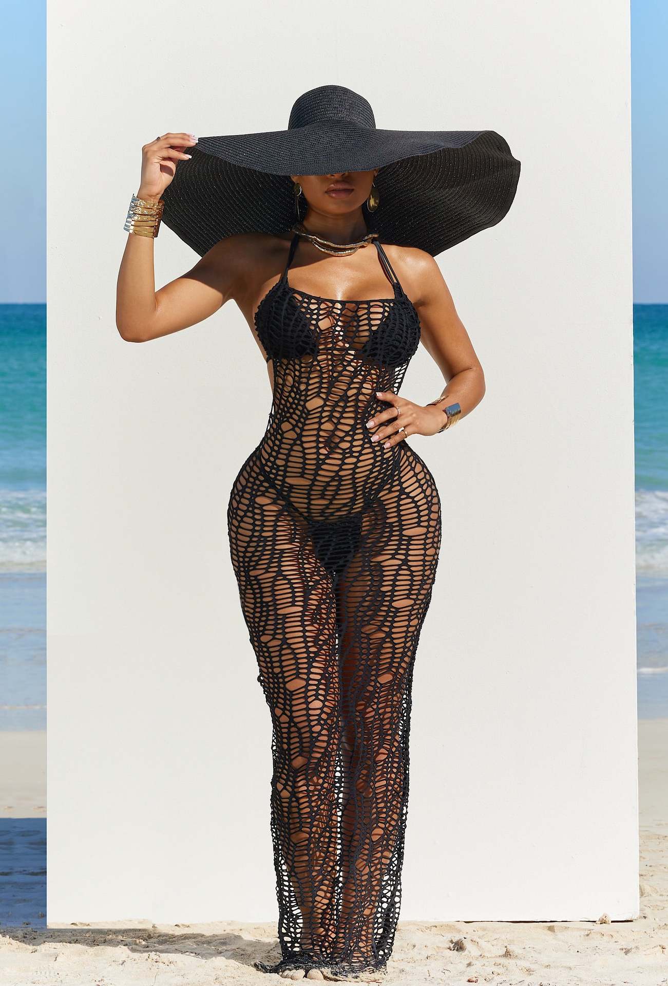 Women Sexy Cup Thong Hollow Out Cutout out Nude Back Halter Three Piece Beach Bella Mia